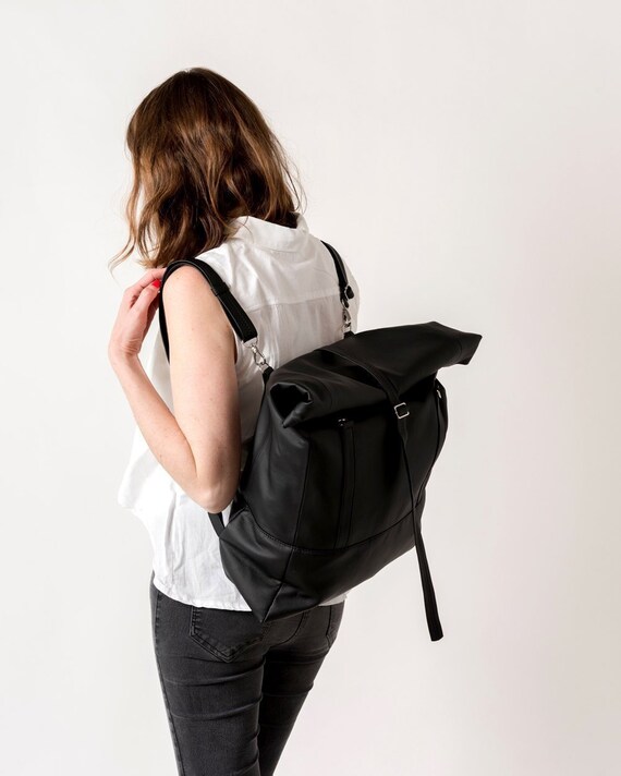 Convertible Backpack Vegan Leather Tote Bag Rolltop | Etsy