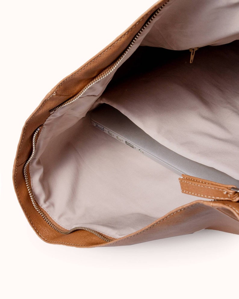 Vegan Backpack Convertible Tote Bag, Brown Rolltop Rucksack, Minimalist Backpack, Vegan Travel Bag, Commuter Bag, Faux Leather Shoulder Bag image 7