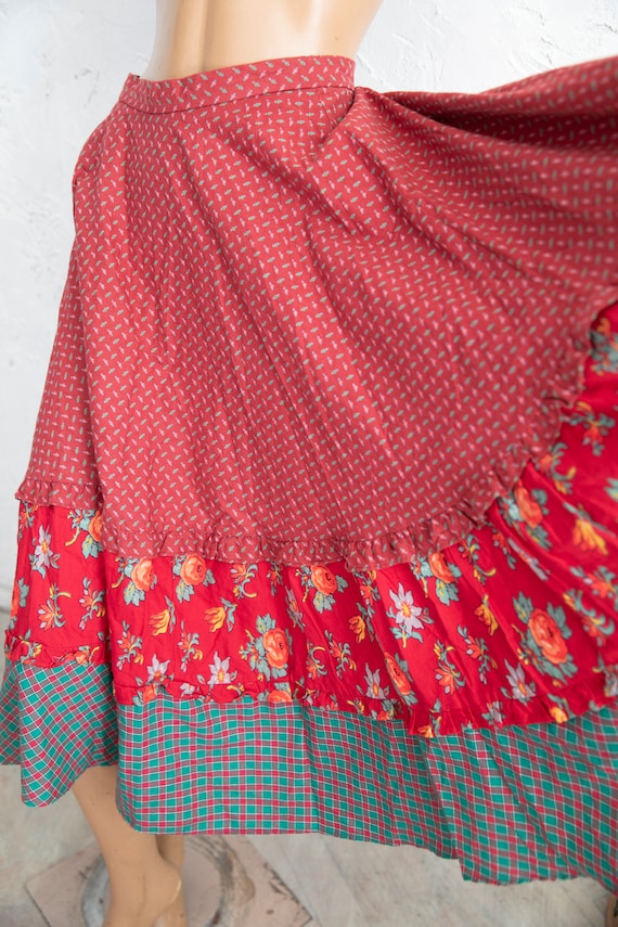 Prairie peasant calico  skirt patchwork style ruf… - image 4