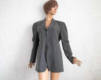 Vintage Giorgio Armani Gray Wool Blazer: 1990s Italian Tailored Jacket, Men’s Size M