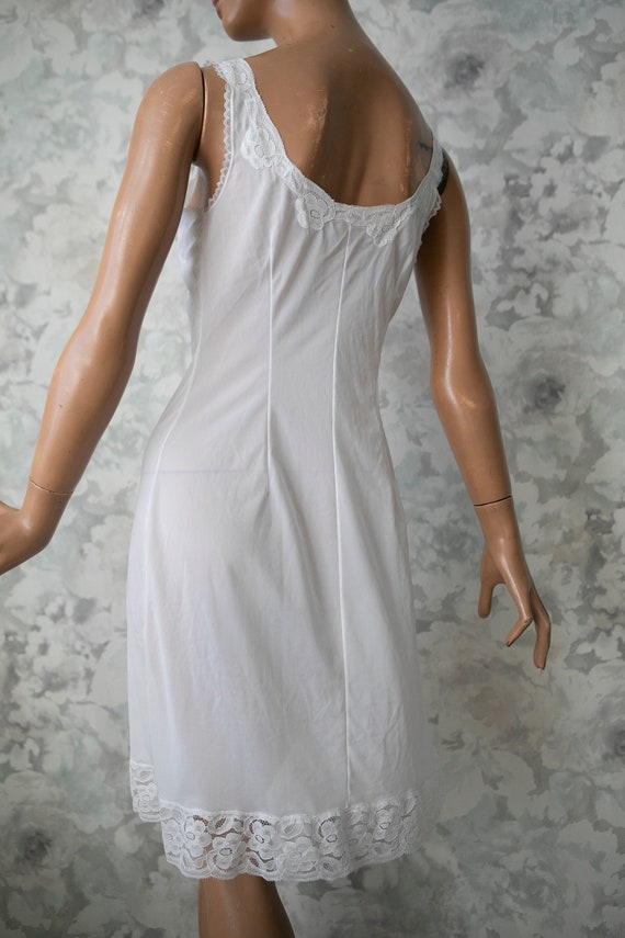 60s woman vintage white night dress slip/mini len… - image 5