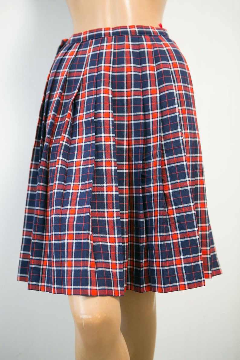 red tartan skirt knee length