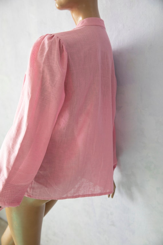 Pink dirndl blouse long sleeves cotton landhaus c… - image 3