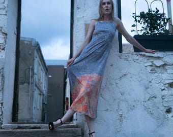 Vintage 1970s Mac Tac Paris Floral Knit Maxi Dress (Size S/M)