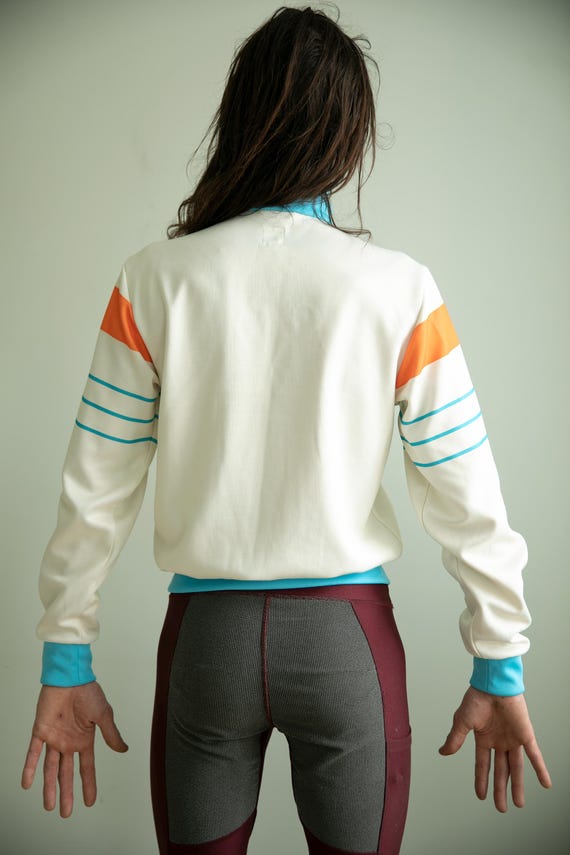 Vintage Adidas Track Jacket Retro 80s Style Orange & Blue