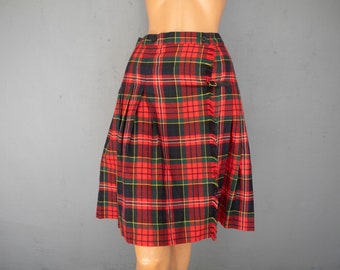 Vintage 90er Jahre Tartan karierter Wickelrock in rot Scotland Folk Style