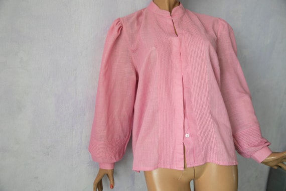Pink dirndl blouse long sleeves cotton landhaus c… - image 1