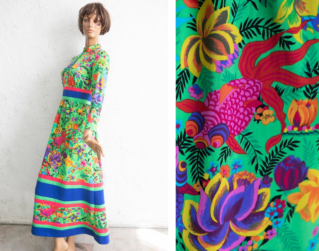 vtg-70s-long-psychedelic-vibrant-salad-green-blue-pink-multicolor