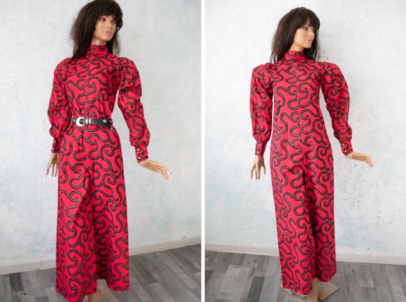 Vintage 60s psychedelic JUMPSUIT romper / red