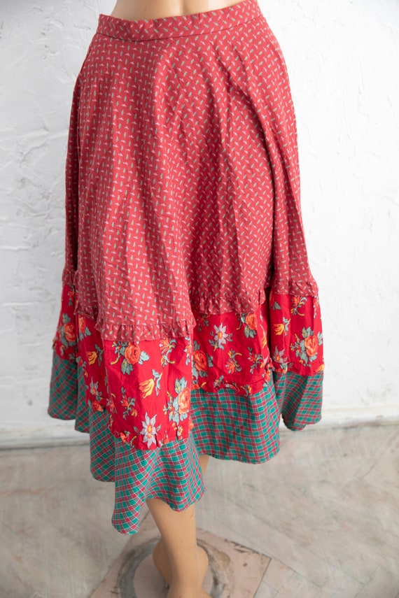 Prairie peasant calico  skirt patchwork style ruf… - image 5