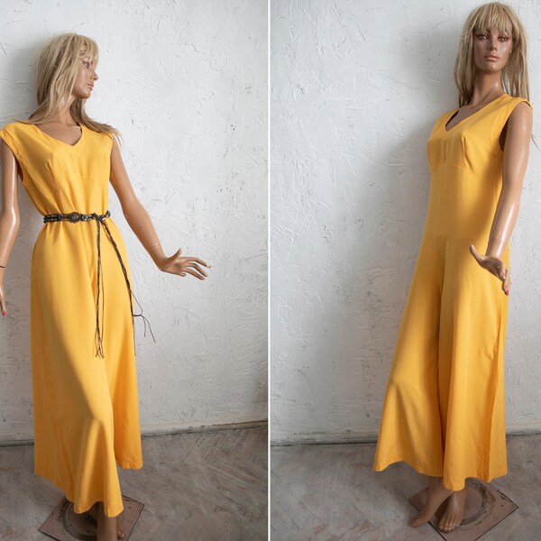 8926 Yellow Cutout Slit Jumpsuit