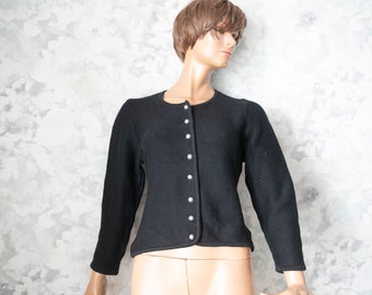 Veste folk vintage Dirndl de marque Country Line des années 80/cardigan Trachten traditionnel autrichien en tricot noir/M