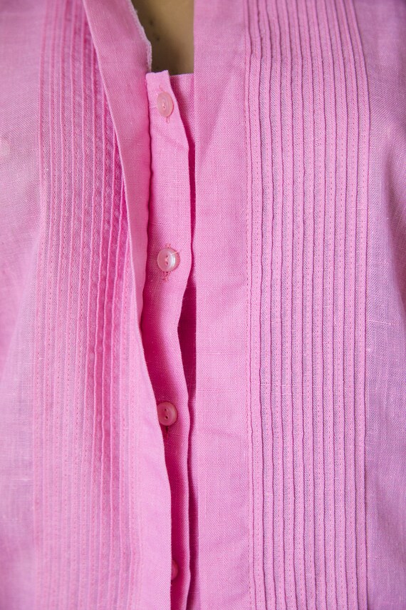 Pink dirndl blouse long sleeves cotton landhaus c… - image 5