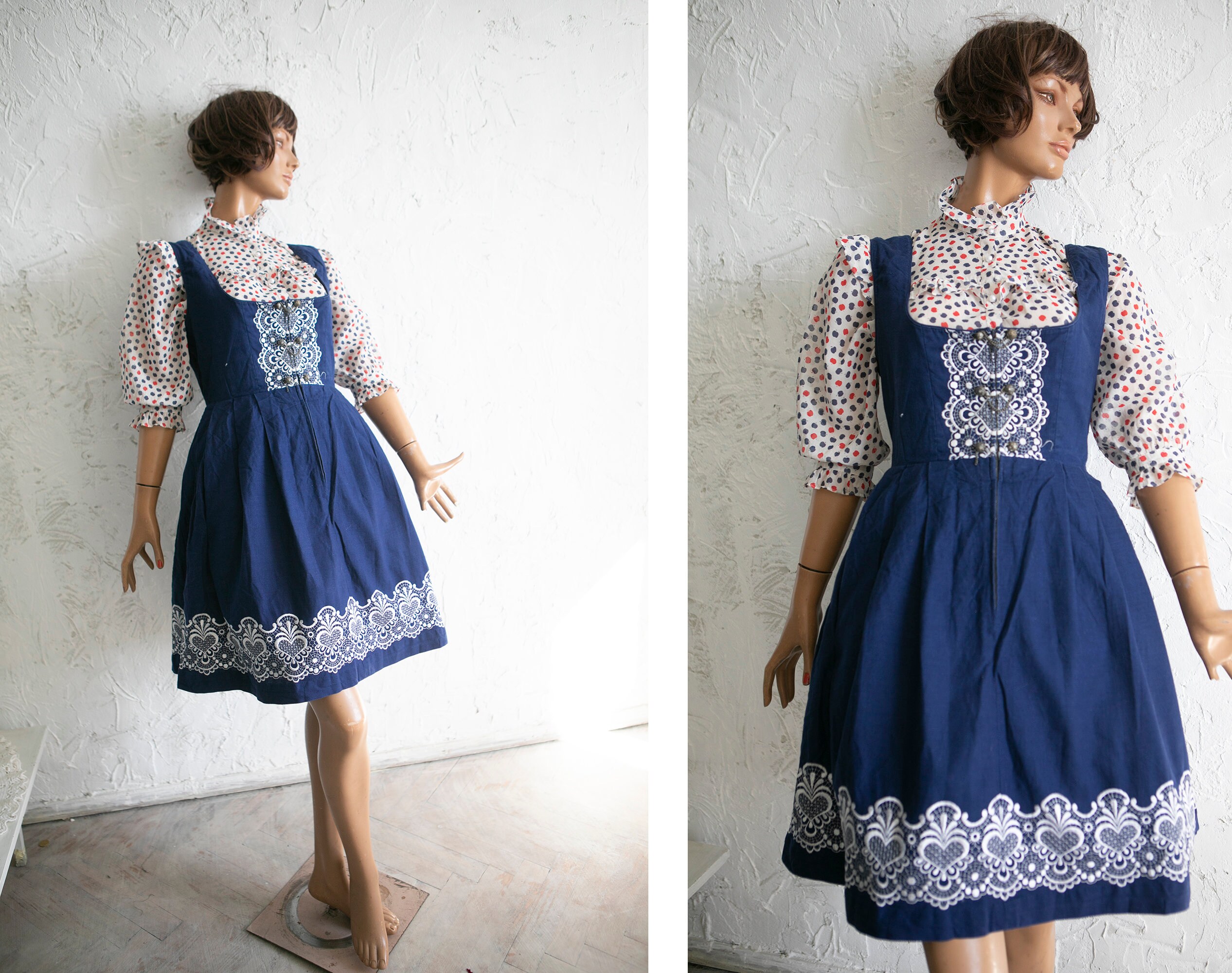 Almrausch Salzburger Trachtenmode Vestido de lana estampado a cuadros Moda Vestidos Vestidos de lana 