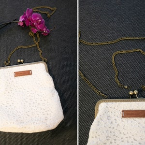 Beutel Tasche Cottage Style elfenbein weiß handgefertigt Kawaii Geldbörse Schultertasche Kettenträger/S/M