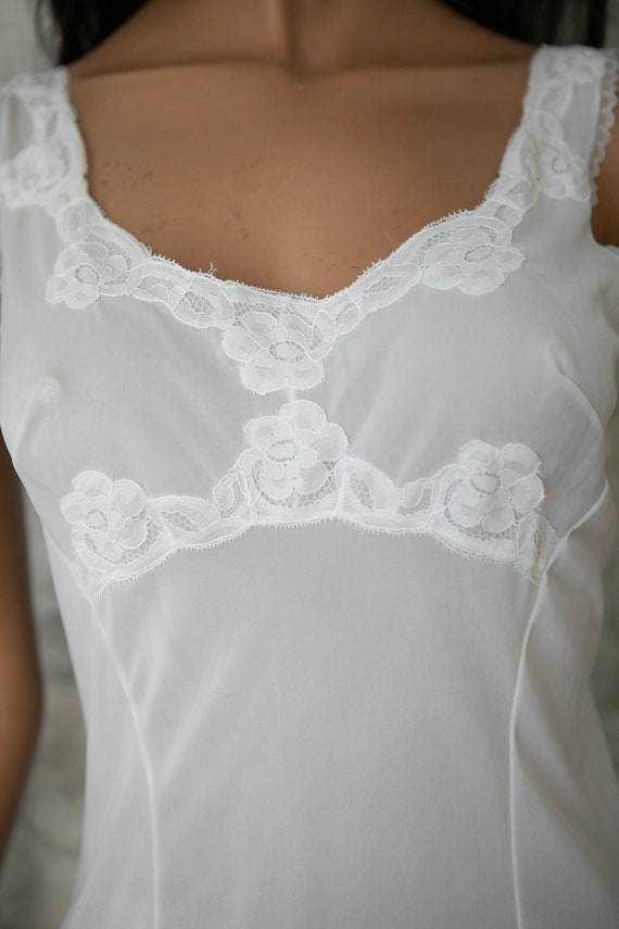 60s woman vintage white night dress slip/mini len… - image 3