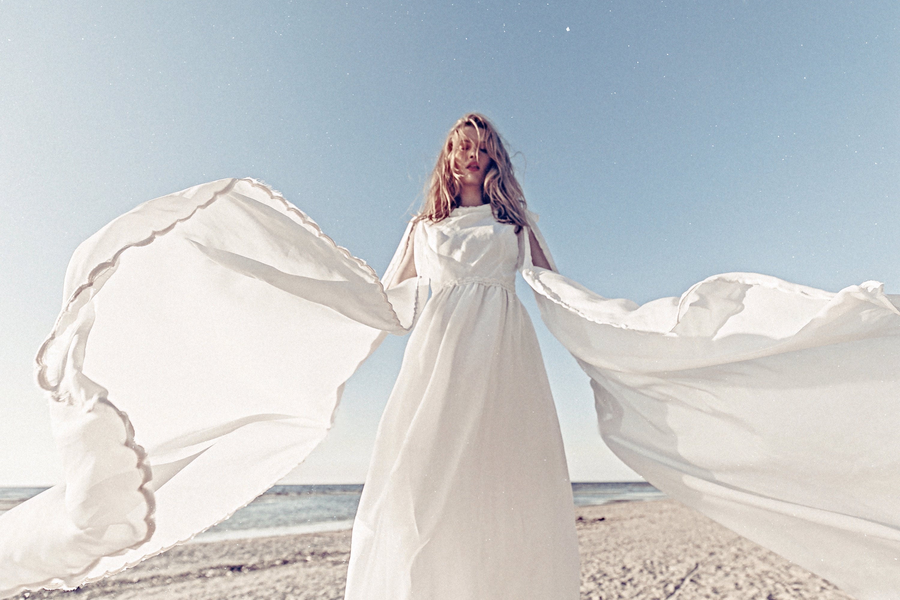 fitted lace wedding dress Boho goddess maxi dress