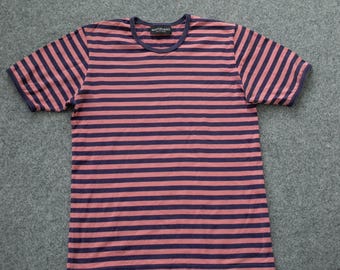 Vintage Marimekko Tasaraita Striped T-Shirt Made in Finland, Pink and  Navy Cotton Jersey Tee, Size S/M Short Sleeve Nautical Border Top