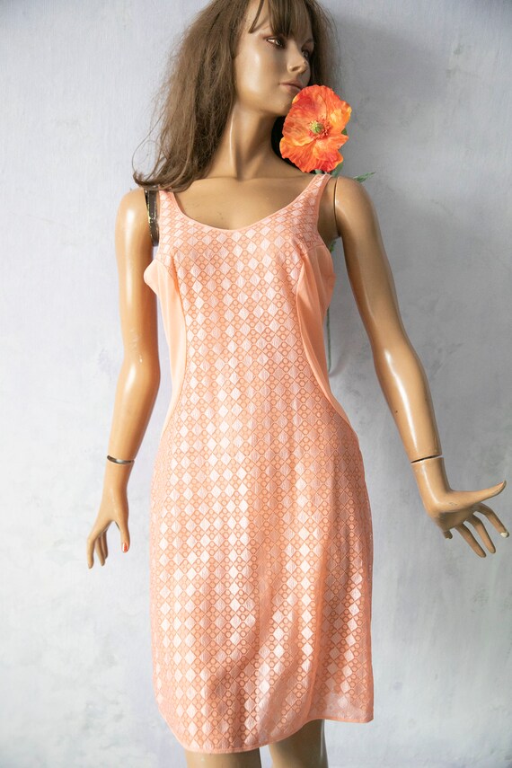 Salmpn pink dress slip 70s vintage nighty/mini le… - image 8