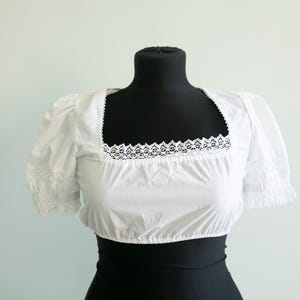 Bluzka Dirndl w stylu vintage z białej mieszanki bawełny: bawarska bluzka Cottagecore