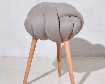 Arora vegan suede Knot stool, design chair, modern chair, industrial stool, wood stool,