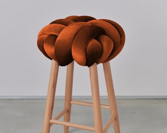 Copper Velvet Knot Bar stool, design chair, modern chair, industrial stool, wood stool, bar chair, velvet bar chair, velvet bar stool