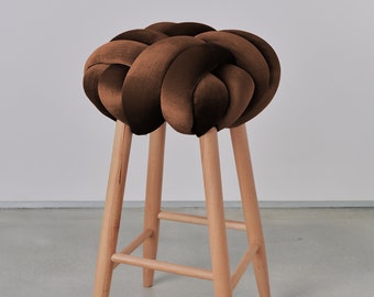 Acorn Velvet Knot Bar stool, design chair, modern chair, industrial stool, wood stool, bar chair, velvet bar chair, velvet bar stool