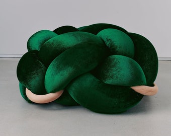 Large Velvet Knot Floor Cushion in Emerald Green , velvet ottoman, Knot Floor Pillow, Modern pouf, cushion, pouf ottoman, Meditation Pillow,