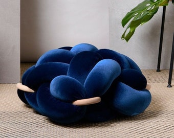 Medium knot Floor Cushion in Velvet Midnight blue, velvet ottoman ,Knot Floor Pillow pouf, Modern pouf, cushion, pouf ottoman, Pouf Ottomans