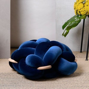Medium knot Floor Cushion in Velvet Midnight blue, velvet ottoman ,Knot Floor Pillow pouf, Modern pouf, cushion, pouf ottoman, Pouf Ottomans