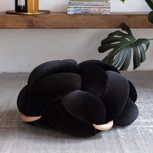Large Velvet Knot Floor Cushion in Black, velvet ottoman, ,Knot Floor Pillow, Modern pouf, cushion, pouf ottoman, Meditation Pillow, image 1