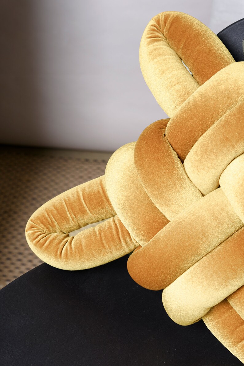 Illuminating Yellow Velvet Knot Pillow Knot Pillows Knot Etsy