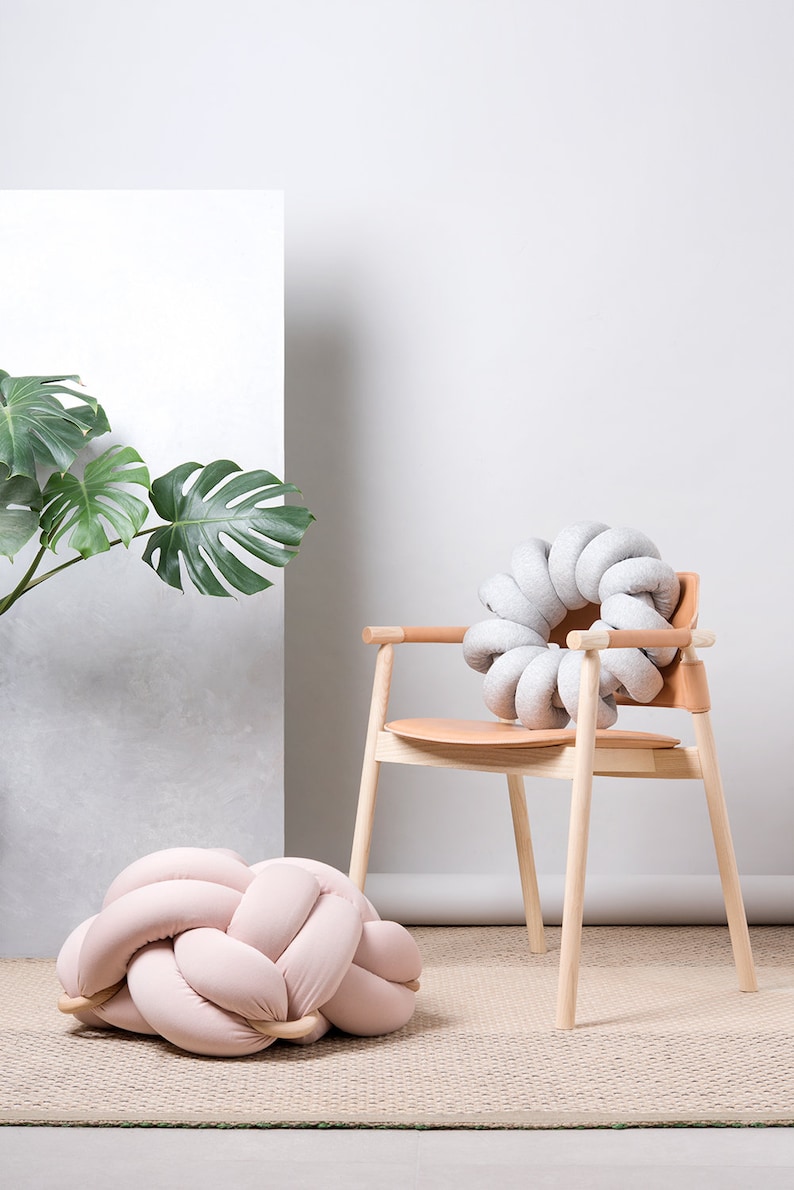 Knot Floor Pillow pouf pouf ottoman, Medium knot Floor Cushions in blush pink cushion Pouf Ottomans Modern pouf