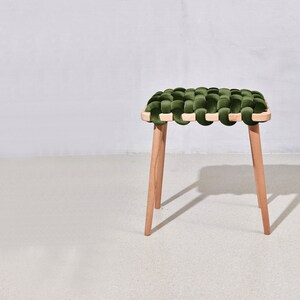 Woven Stool in Olive Green Velvet, Velvet Stool, Velvet Stools, Woven ...