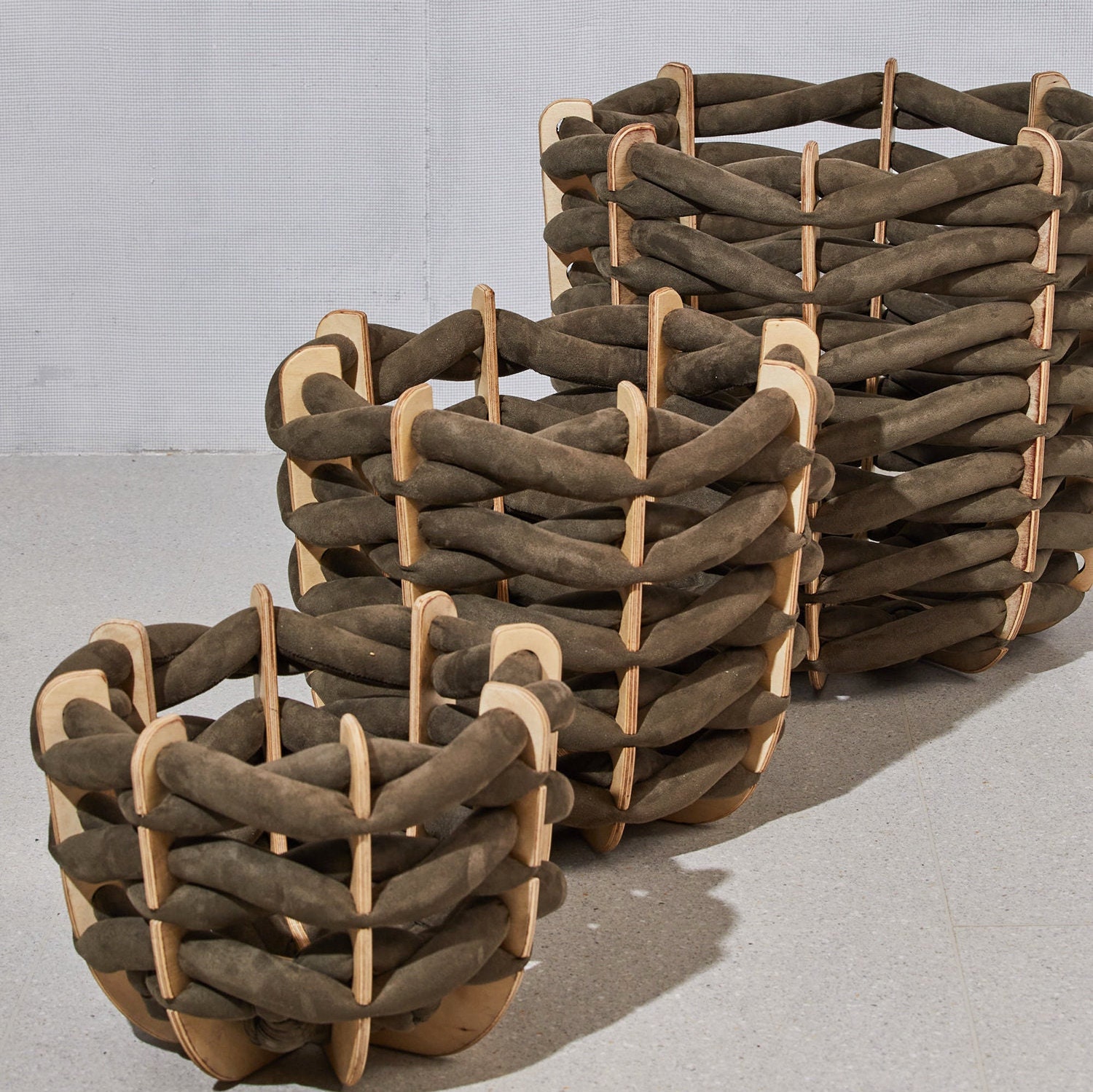 Medium Woven Baskets in Army Green Suede Small Basket Big - Etsy