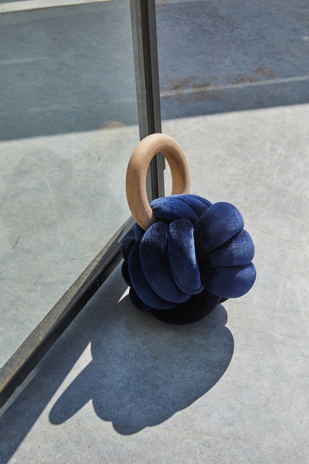 Midnight Blue Velvet Knot Doorstop / Accent Piece, Velvet Door Stop, Designer Doorstop, Velvet