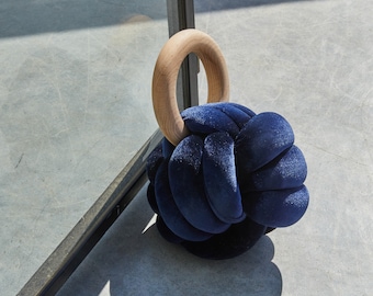 Midnight Blue Velvet Knot DoorStop / Accent Piece, velvet Door Stop, designer doorstop, velvet accessories, velvet ball accent piece