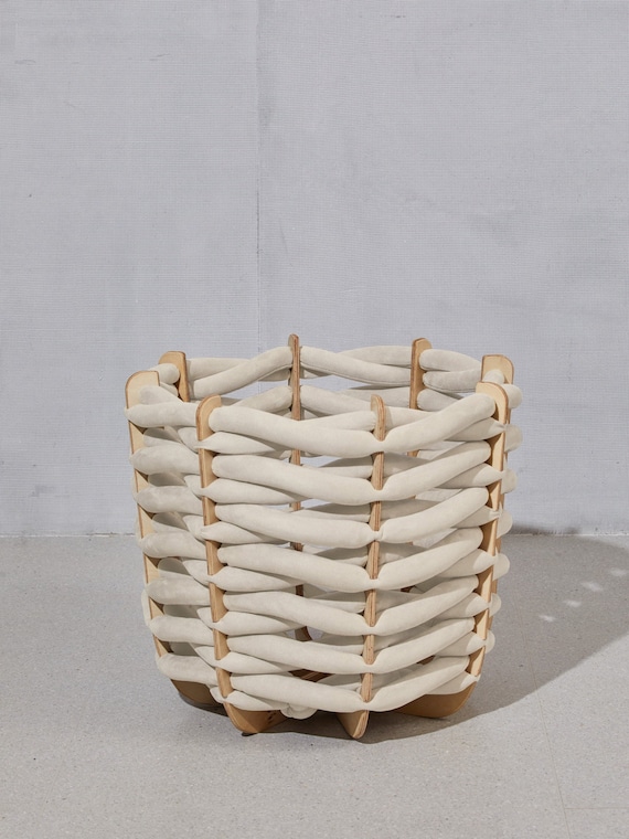 Woven baskets in cream Suede, small basket, big baskets, Bedroom Basket, storage basket, modern basket, grey basket, woven basket