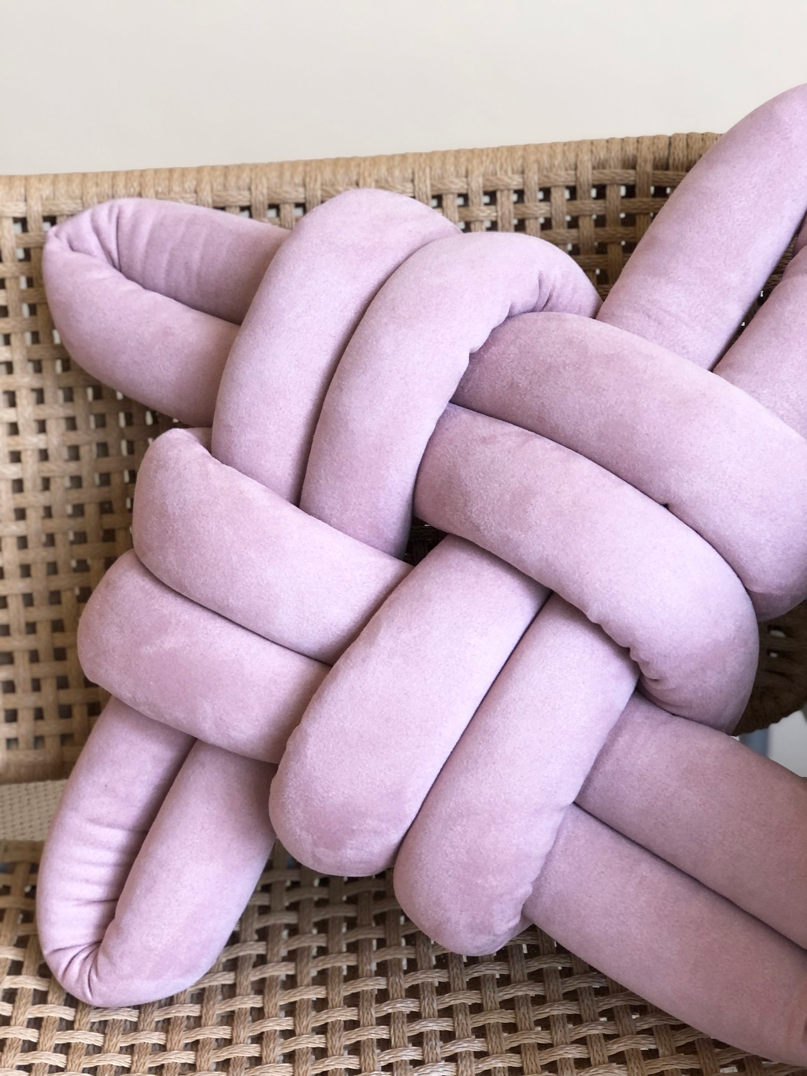 Pink Rose Suede Knot Pillow Knot Pillows Knot Cushions Etsy