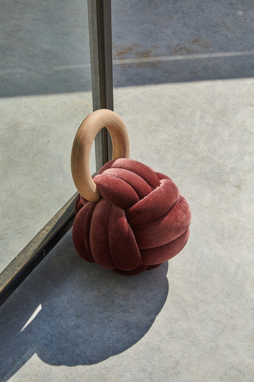 Glowing Rust Velvet Knot Doorstop, Velvet Door Stop, Designer Doorstop, Velvet Accessories