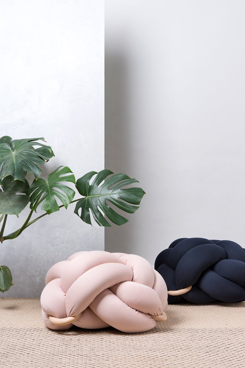 Knot Floor Pillow pouf pouf ottoman, Medium knot Floor Cushions in blush pink cushion Pouf Ottomans Modern pouf