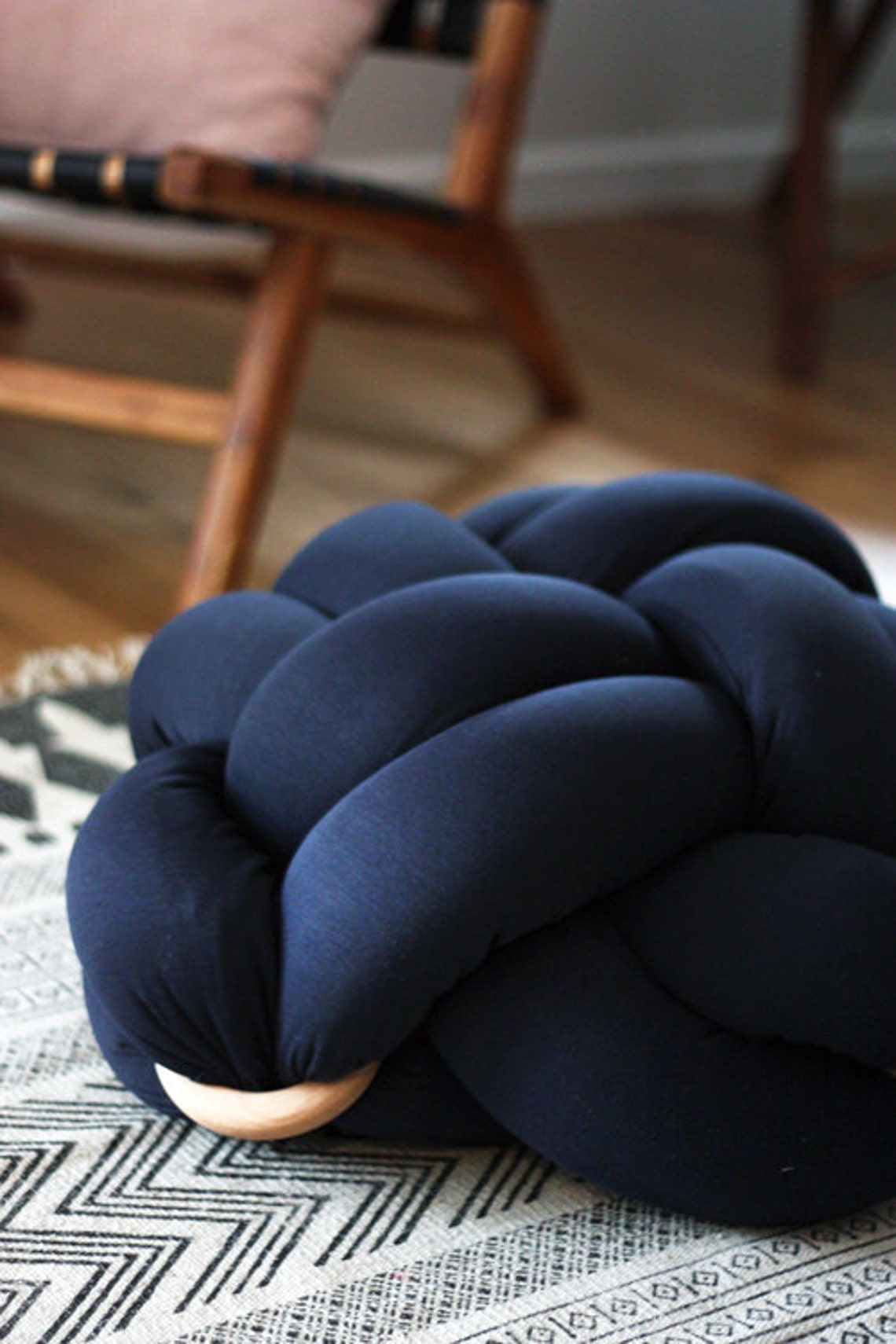 Medium Knot Floor Cushion in Dark Blue Knot Floor Pillow Etsy