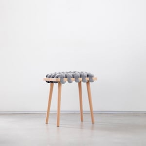Woven Stool In Sterling Grey, velvet stool, velvet stools, woven stool, modern stool, bedroom stool, wooden stool, designer stool