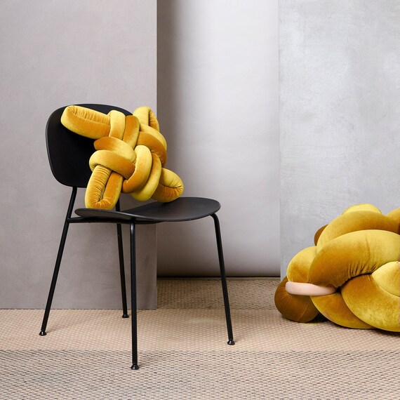 Yellow Gold Velvet Knot pillow Knot Pillows knot cushions Etsy