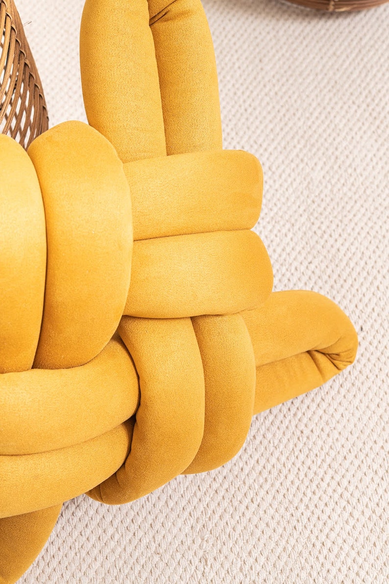 Yellow Desert Vegan Suede Knot Pillow Knot Pillows Knot Etsy