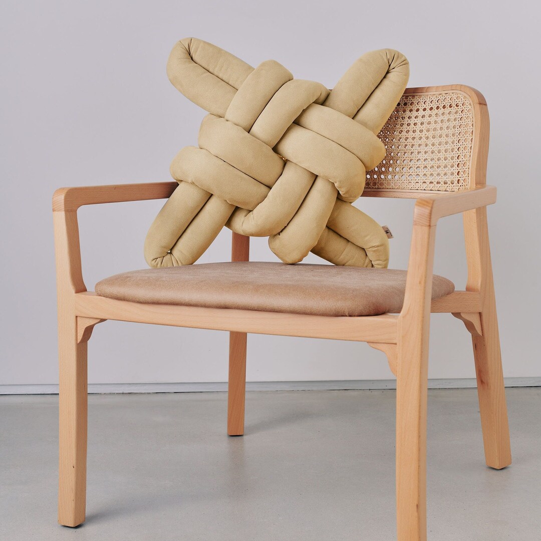 Buttermilk Vegan Suede Knot Pillow , Knot Pillows, Knot Cushions
