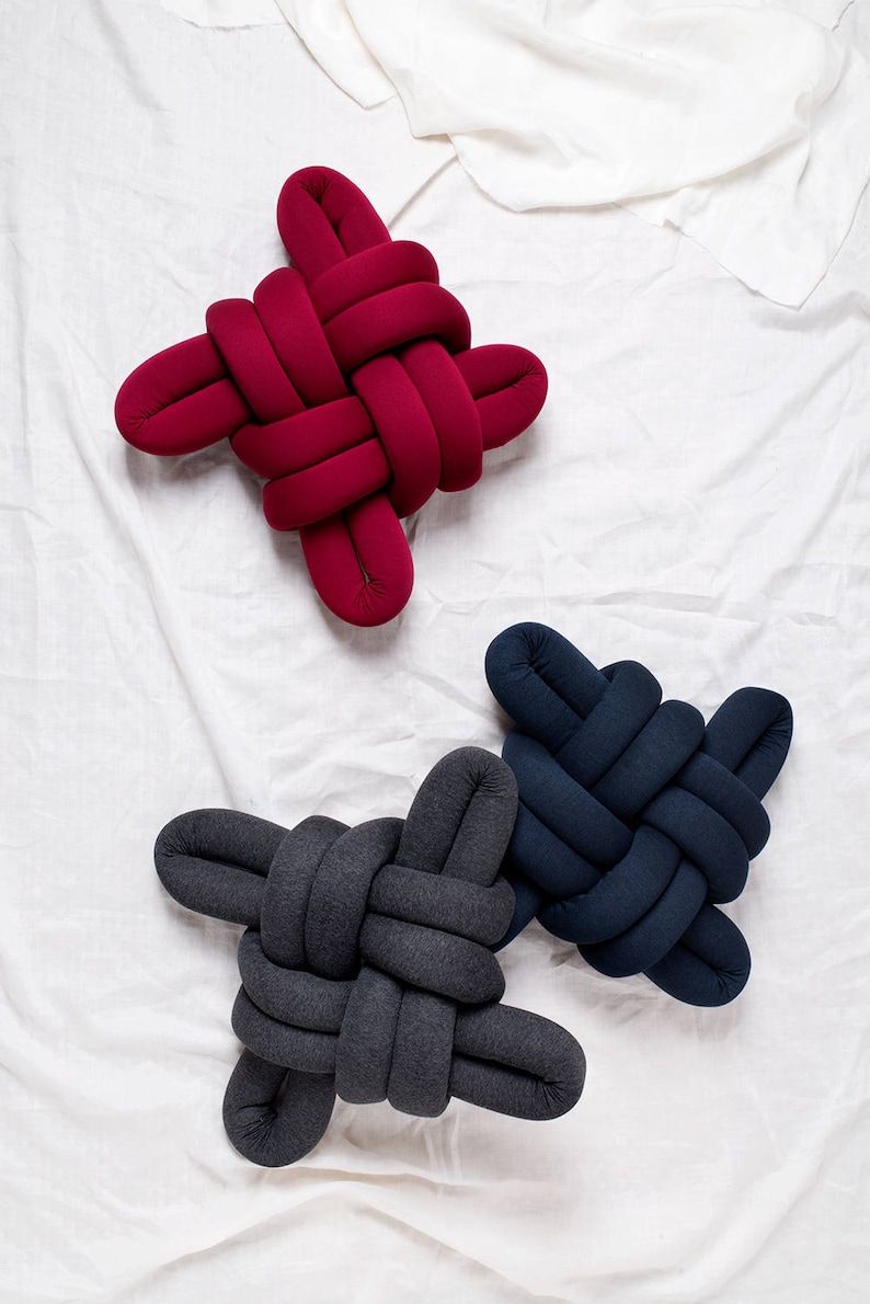 Dark Blue Knot pillow Knot Pillows knot cushions Dark Etsy