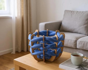 Small Hull Basket in Cobalt Blue suede