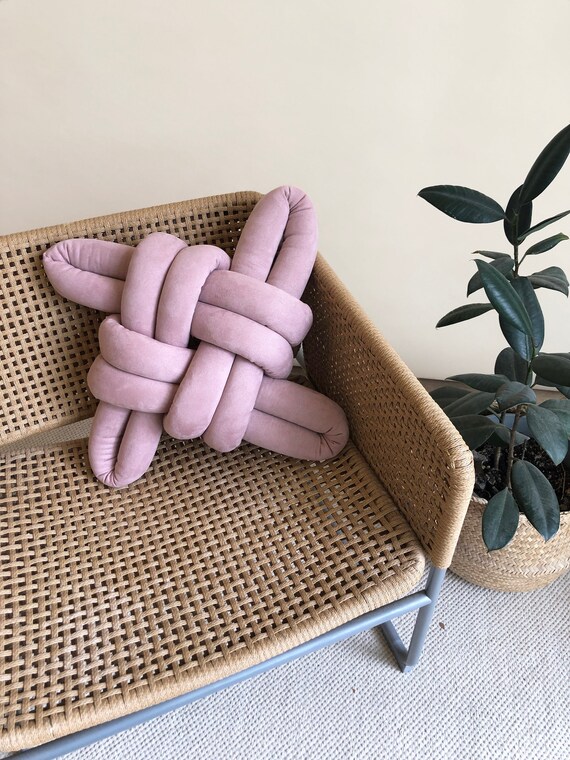 Almohada de nudo de gamuza rosa rosa almohadas de nudos cojines