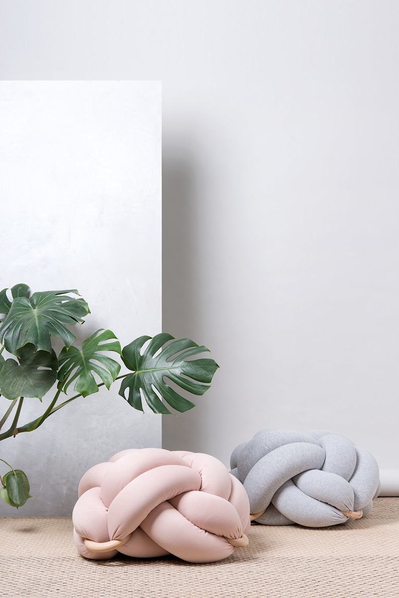 Knot Floor Pillow pouf pouf ottoman, Medium knot Floor Cushions in blush pink cushion Pouf Ottomans Modern pouf